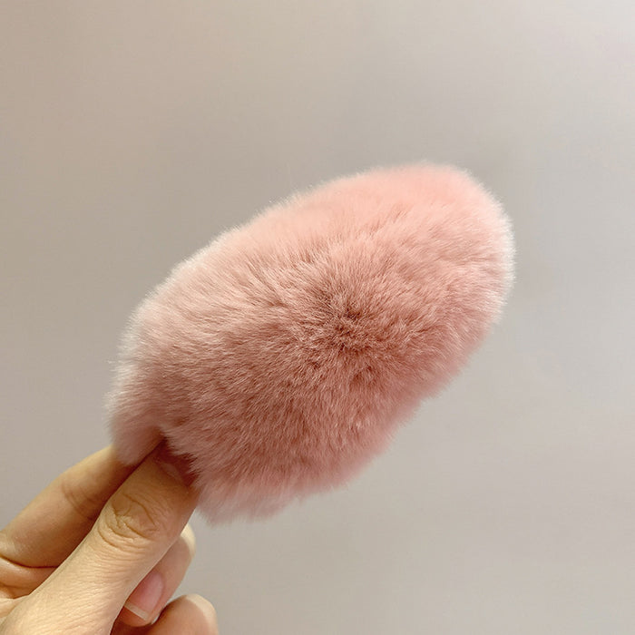 Wholesale big hair hair clip solid color cute top clip real rex rabbit hair MOQ≥2 JDC-HC-Mer003