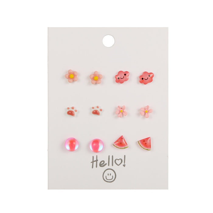 Wholesale crystal cute sweet earrings ceramic JDC-ES-Zhuji002