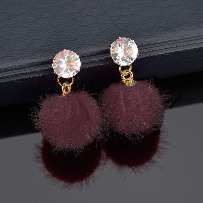 Wholesale Earrings Alloy Hair Balls Set with Crystal MOQ≥2 JDC-ES-GYUE001