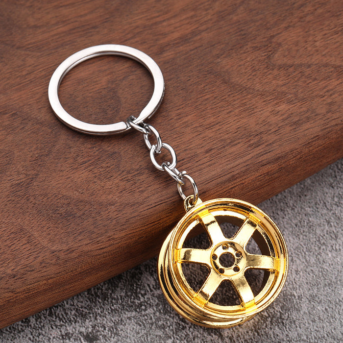 Wholesale three-dimensional car modification accessories wheel metal keychain JDC-KC-YiJ005