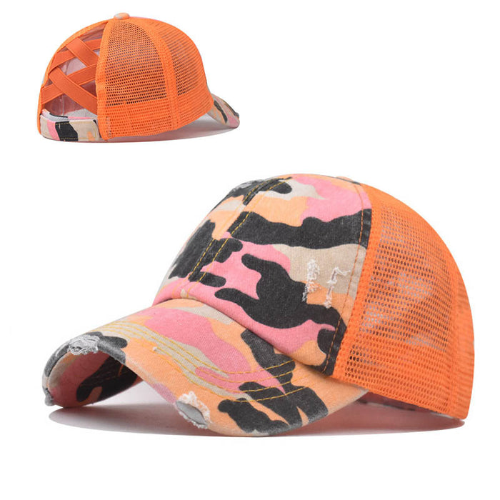 Wholesale cotton back open ponytail hat ponytail camouflage baseball cap MOQ≥2 JDC-FH-EXu007