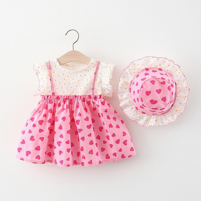 Jewelry WholesaleWholesale Cotton Girls Flower Matching Love Dress With Hat JDC-BC-YiBei001 Baby clothes 熠贝 %variant_option1% %variant_option2% %variant_option3%  Factory Price JoyasDeChina Joyas De China