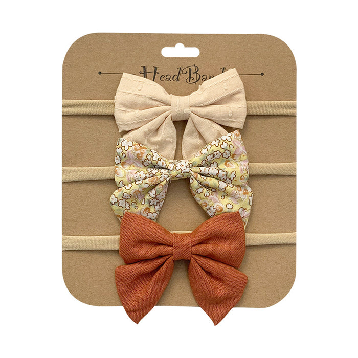 Wholesale Headband Cotton Linen Baby Soft Elastic Bow MOQ≥10 JDC-HD-AMSR004