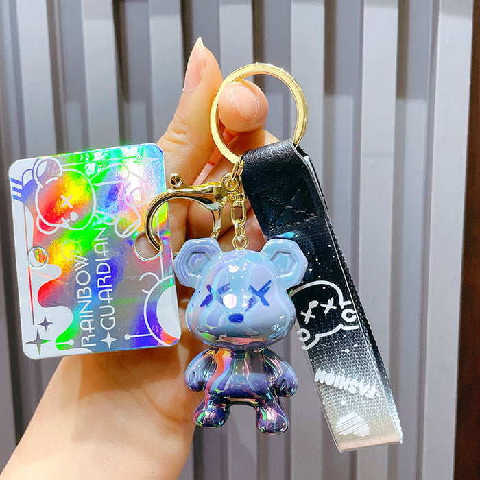 Wholesale cartoon gradient color graffiti bear keychain JDC-KC-LeZ008