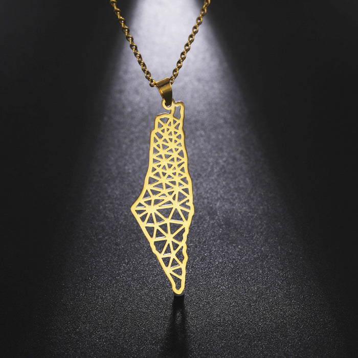 Wholesale Necklace Stainless Steel Irregular Triangle Pattern Hollow JDC-NE-QiJu007