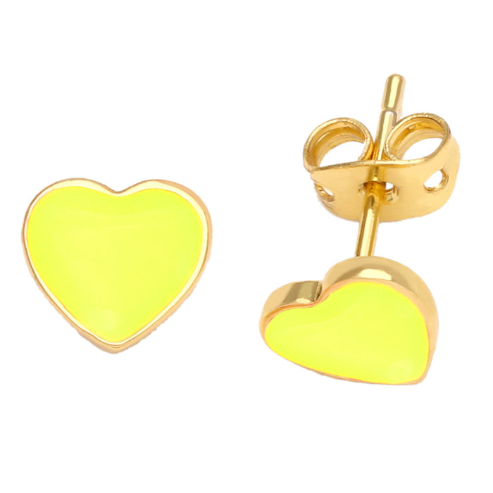 Wholesale Earrings Copper Plated 18K Gold Enamel Heart Shape JDC-PREMAS-ES-002