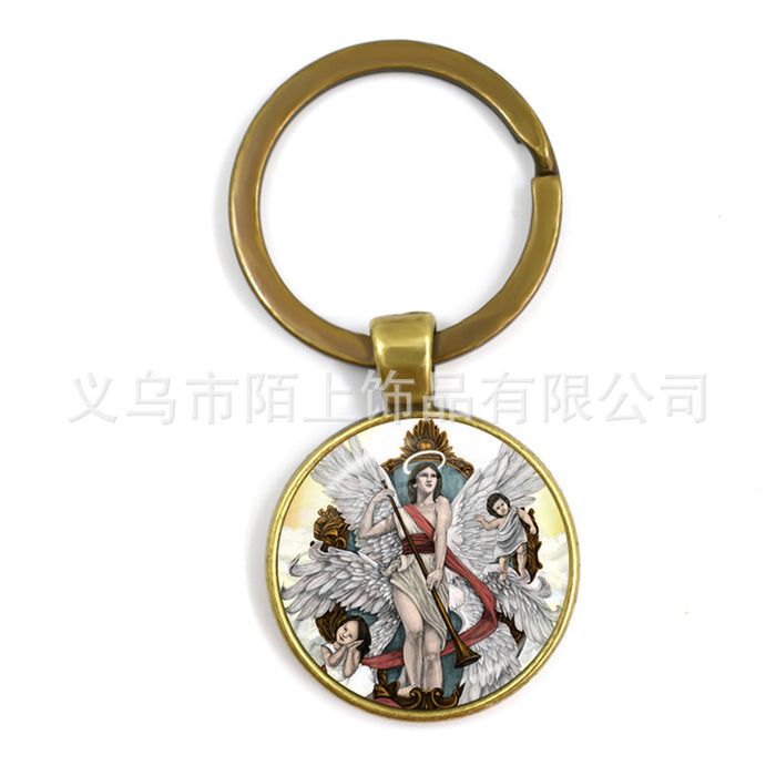 Wholesale St.Michael Russian Orthodox Time Gemstone Zinc Alloy Keychain JDC-KC-MoS001