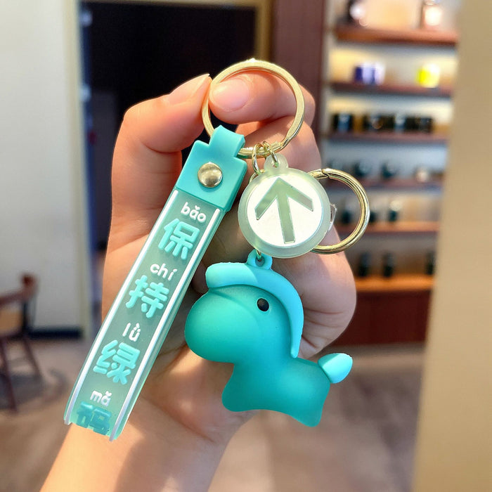 Wholesale Keychain PVC Creative Cute Green Horse MOQ≥2 JDC-KC-GHui023