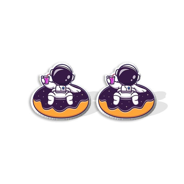 Wholesale Earrings Resin Cartoon Astronaut Planet Studs MOQ≥2 JDC-ES-XiangL030