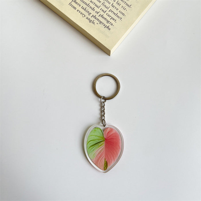 Wholesale Creative Simulation Leaf Acrylic Keychain Pendant JDC-KC-HeRun002