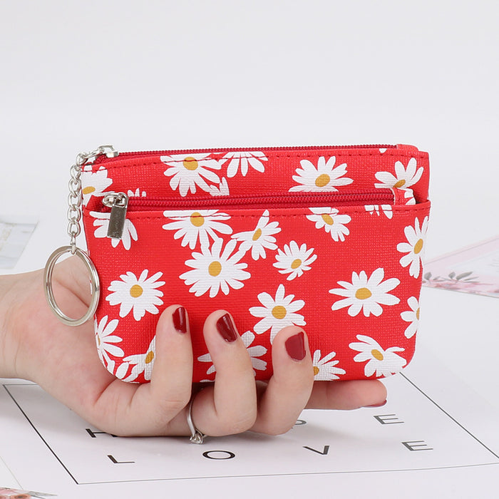 Wholesale PU Leather Daisy Coin Purse Keychain Wallet JDC-KC-ShMei002