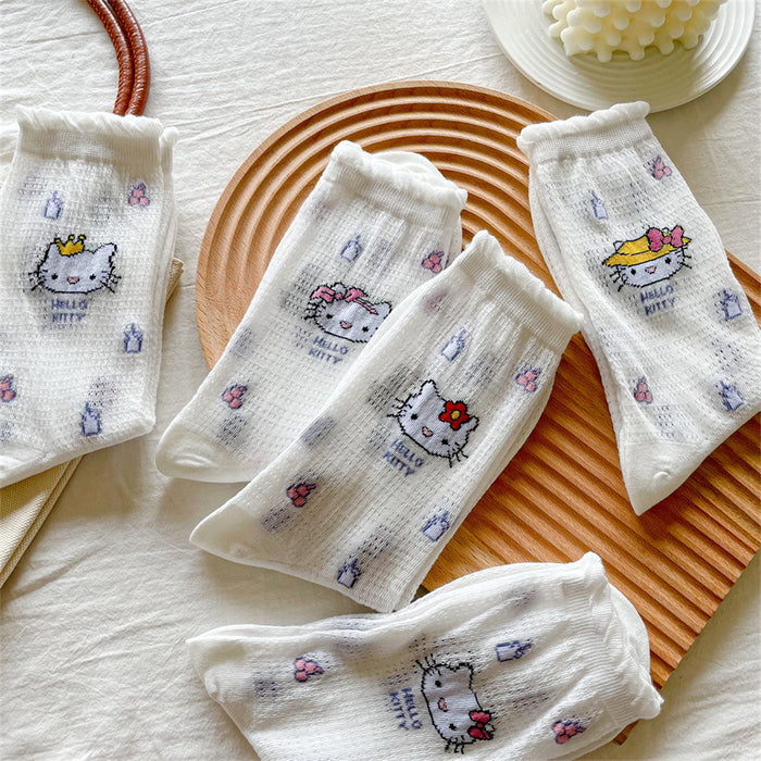 Wholesale summer thin sweet hollow cute cat pile socks JDC-SK-YMS005