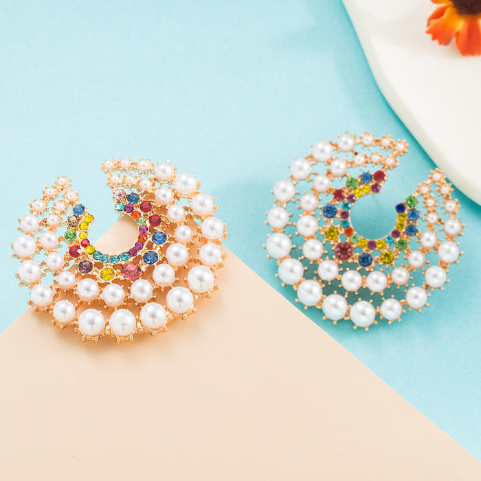 Jewelry WholesaleWholesale alloy set colored diamond pearl earrings women JDC-ES-hemin038 Earrings 和鸣 %variant_option1% %variant_option2% %variant_option3%  Factory Price JoyasDeChina Joyas De China