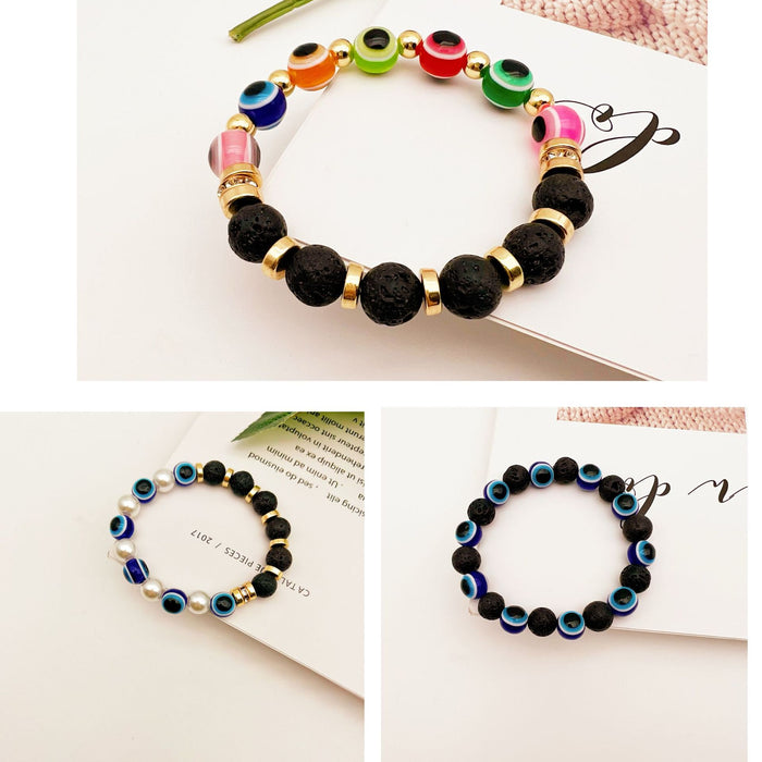 Jewelry WholesaleWholesale blue eye volcanic stone loose bead elastic bracelet MOQ≥2  JDC-BT-QingH002 Bracelet 清和 %variant_option1% %variant_option2% %variant_option3%  Factory Price JoyasDeChina Joyas De China