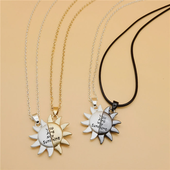 Wholesale creative sun magnetic couple necklace two-color magnet attract JDC-NE-qisheng001