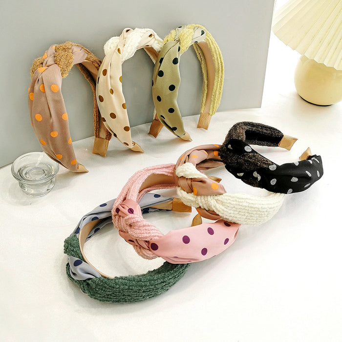 Wholesale fabric headband print polka dot knitted stitching MOQ≥2 JDC-HD-MIs009