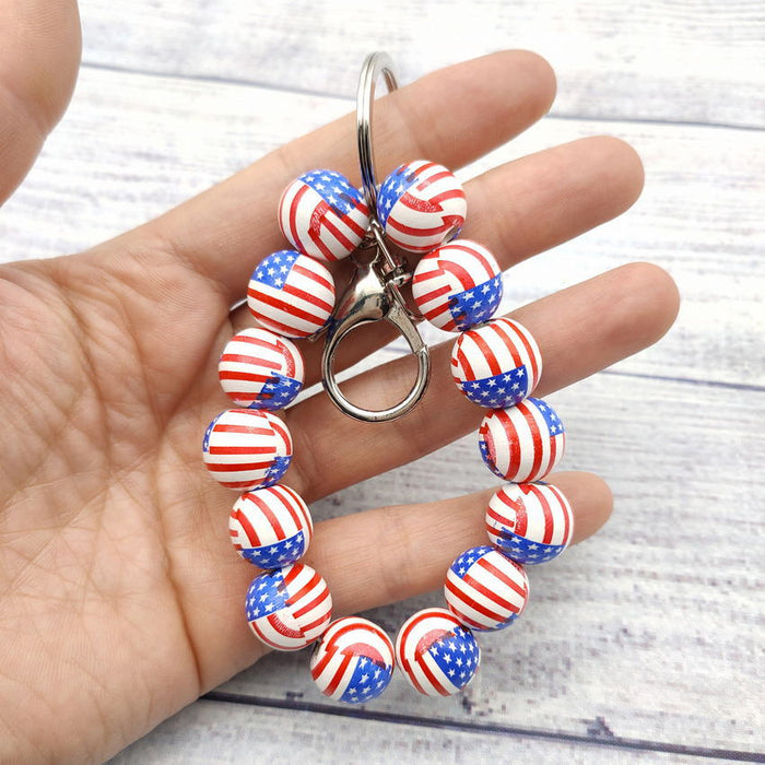 Jewelry WholesaleWholesale Independence Day Wooden Bead Bracelet Keychain Pendant MOQ≥2 JDC-KC-KDL001 Keychains 坎德拉 %variant_option1% %variant_option2% %variant_option3%  Factory Price JoyasDeChina Joyas De China