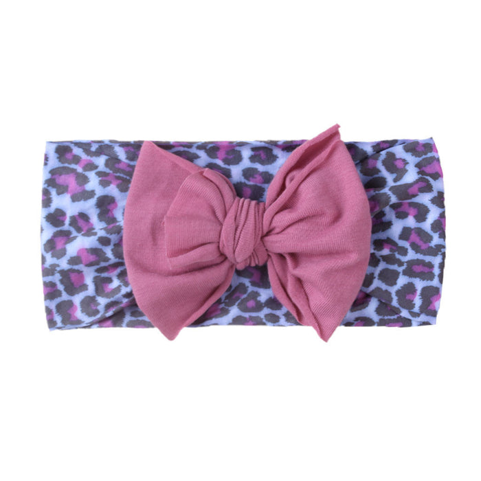 Wholesale leopard print solid color bow nylon bandana baby sweatband JDC-HD-ML030