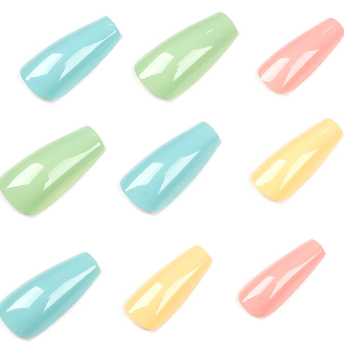 Wholesale Wearing Nail Finished Macaron Color Fake Nail Nail Patch JDC-NS-LFan024