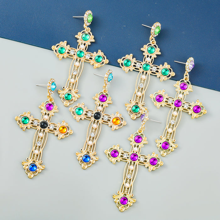 Wholesale Alloy Cross Earrings Bohemian Ethnic Style JDC-ES-jiul005