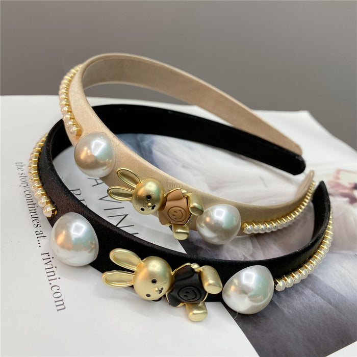 Wholesale Bunny Pearl Headband MOQ≥2 JDC-HD-HuiY019