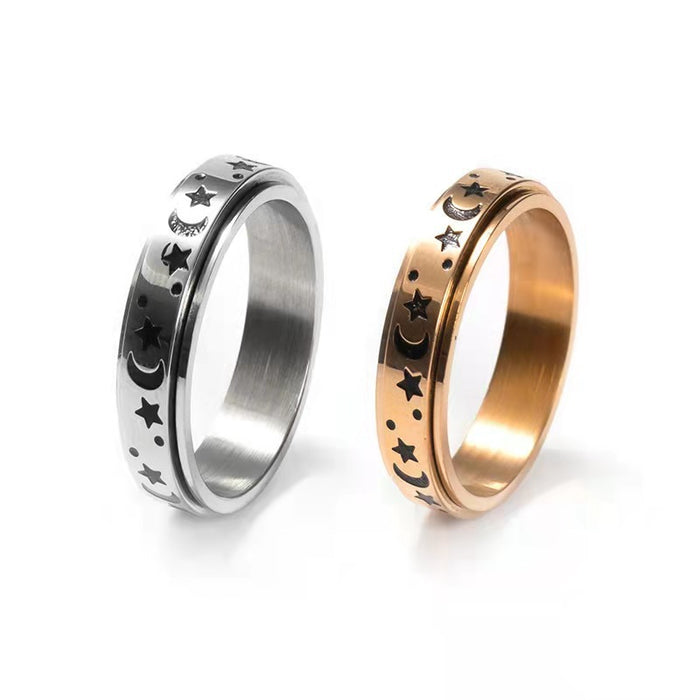 Jewelry WholesaleWholesale Star Moon Stainless Steel Rotating Couple Rings MOQ≥2 JDC-RS-ChenX002 Rings 晨孝 %variant_option1% %variant_option2% %variant_option3%  Factory Price JoyasDeChina Joyas De China