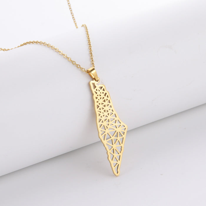 Wholesale Necklace Stainless Steel Irregular Triangle Pattern Hollow JDC-NE-QiJu007