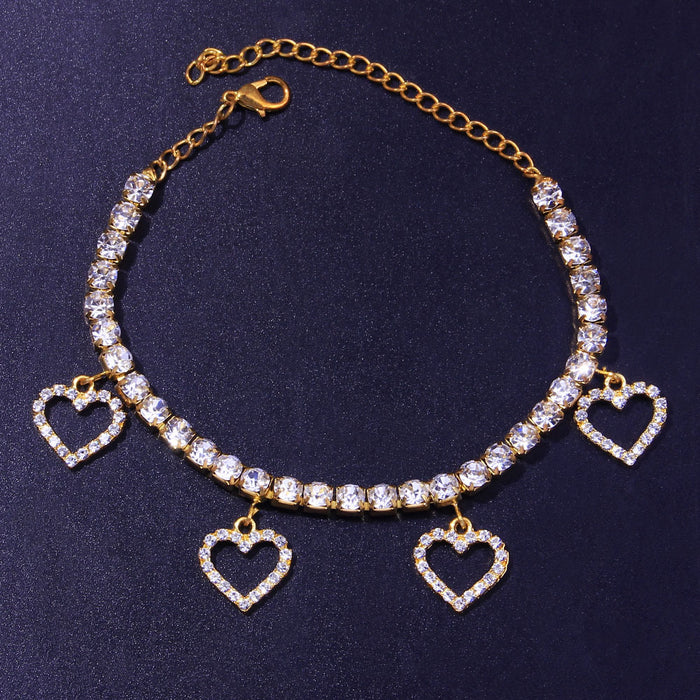 Jewelry WholesaleWholesale full diamond love foot chain JDC-AS-XinS008 Anklets 心饰 %variant_option1% %variant_option2% %variant_option3%  Factory Price JoyasDeChina Joyas De China