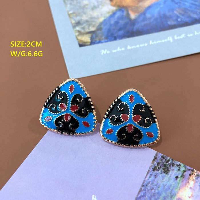 Wholesale Earrings Alloy Middle Ages Mystic Blue Color Byzantine Style JDC-ES-OML002