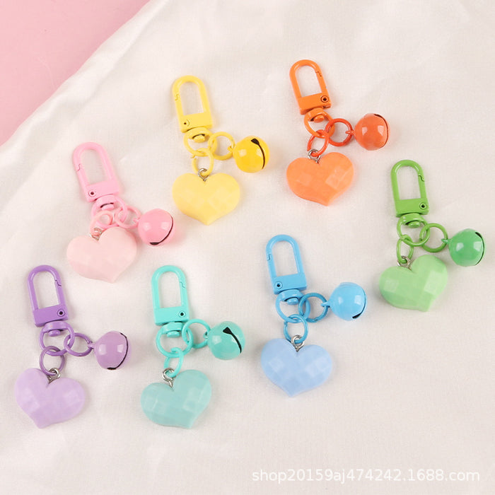 Jewelry WholesaleWholesale Resin Heart Shaped Bell Alloy Keychain MOQ≥2 JDC-KC-YiHan004 Keychains 伊菡 %variant_option1% %variant_option2% %variant_option3%  Factory Price JoyasDeChina Joyas De China