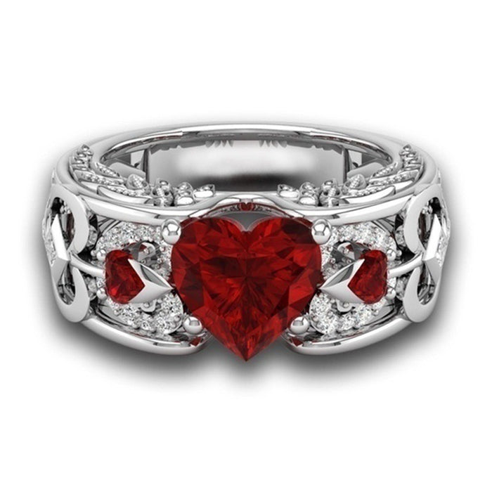 Wholesale Heart Ruby Metal Couple Rings JDC-RS-YinC002