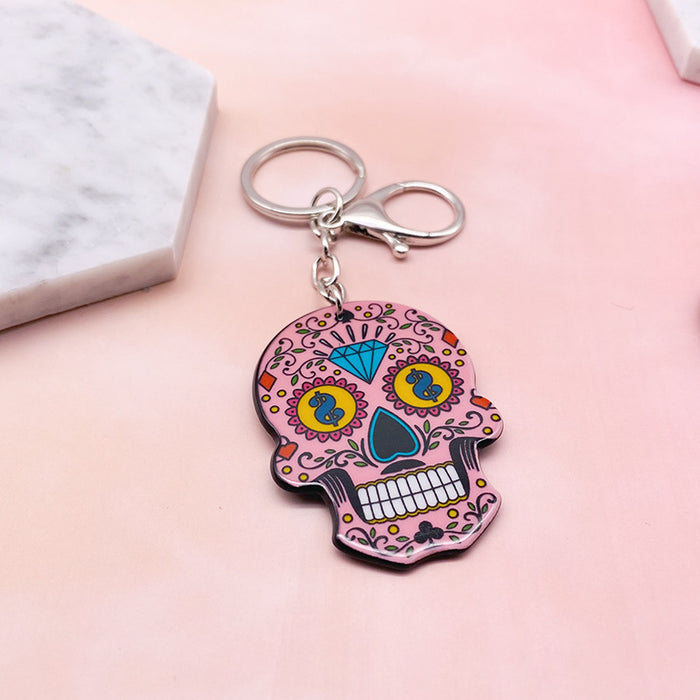 Jewelry WholesaleWholesale acrylic skull color keychain for halloween JDC-KC-LYan001 Keychains 翌焱 %variant_option1% %variant_option2% %variant_option3%  Factory Price JoyasDeChina Joyas De China