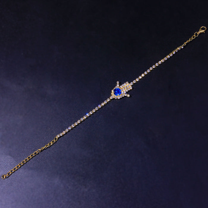 Jewelry WholesaleWholesale Blue Devil's Eye Rhinestone Palm Ankle Bracelet JDC-AS-XinS019 Anklet 宋谦 %variant_option1% %variant_option2% %variant_option3%  Factory Price JoyasDeChina Joyas De China