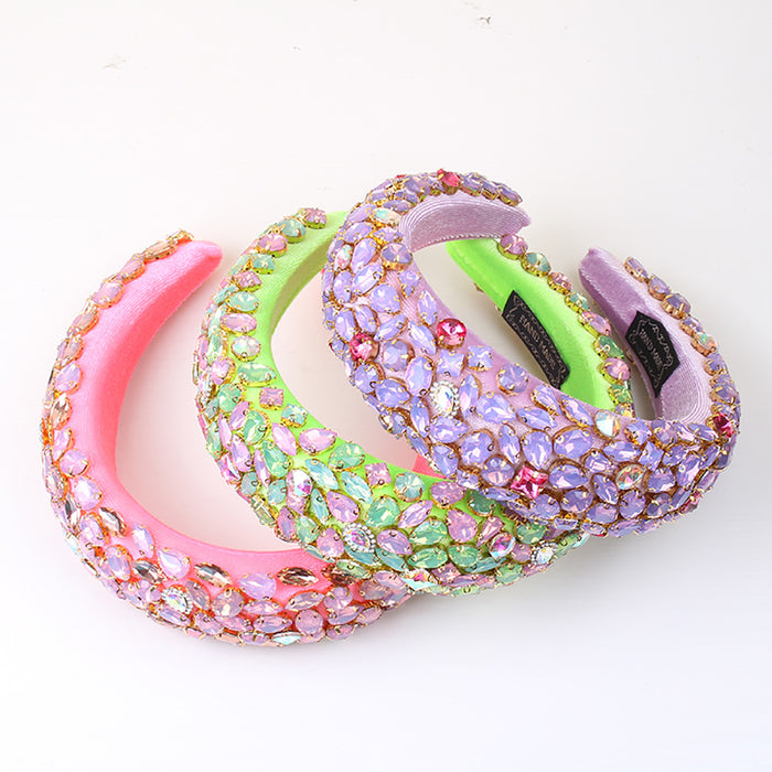 Wholesale Rhinestone Headband Thick Sponge Heavy Industry Crystal Glass Headband JDC-HD-ZXI006