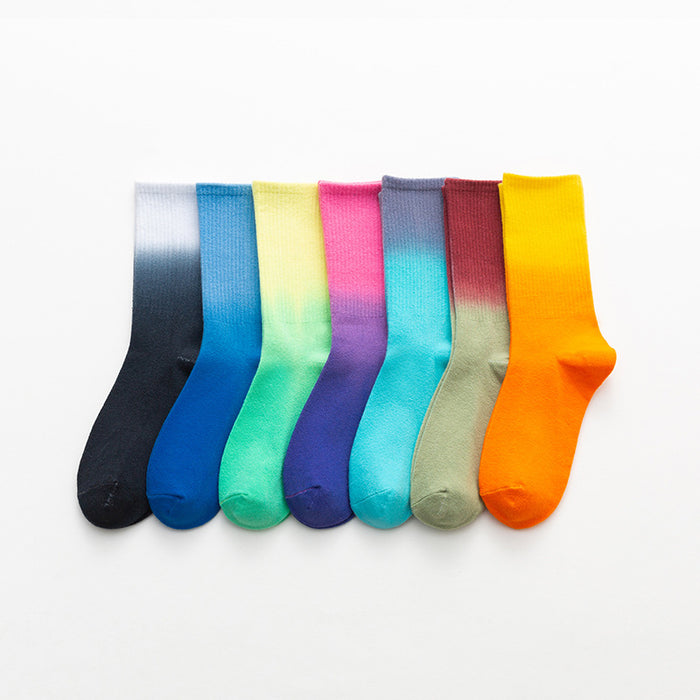 Wholesale Sock Cotton Medium Tube Gradient Sweat Absorbing Trend JDC-SK-JSD016