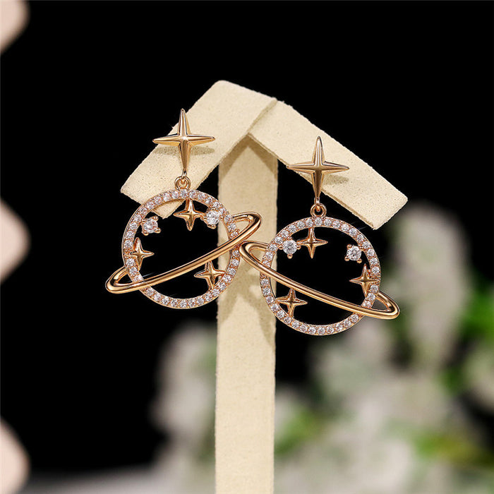 Jewelry WholesaleWholesale Zircon Copper Planet Earrings MOQ≥2 JDC-ES-Caos018 Earrings 曹适 %variant_option1% %variant_option2% %variant_option3%  Factory Price JoyasDeChina Joyas De China