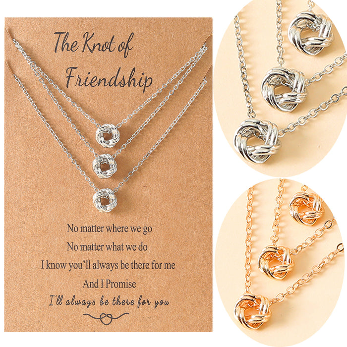 Wholesale friendship buckle knot card necklace sweater necklace JDC-NE-LanT002