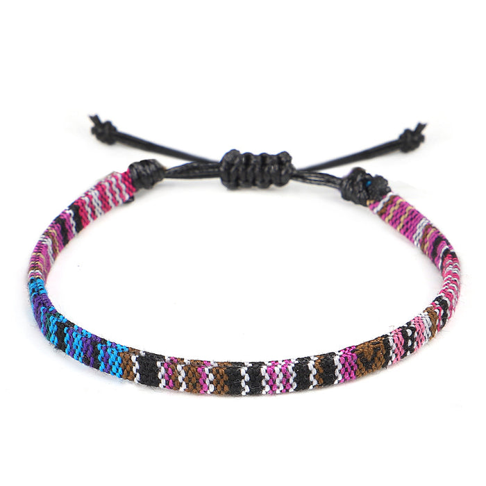 Wholesale Anklet Boho Anklet Hand Braided Rainbow Color Anklet LGBT MOQ≥3 JDC-AS-QiuX001