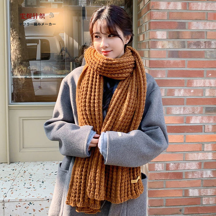 Wholesale Scarf Polyester Cotton Winter Thickening Warm Knit Solid Color JDC-SF-hengc012