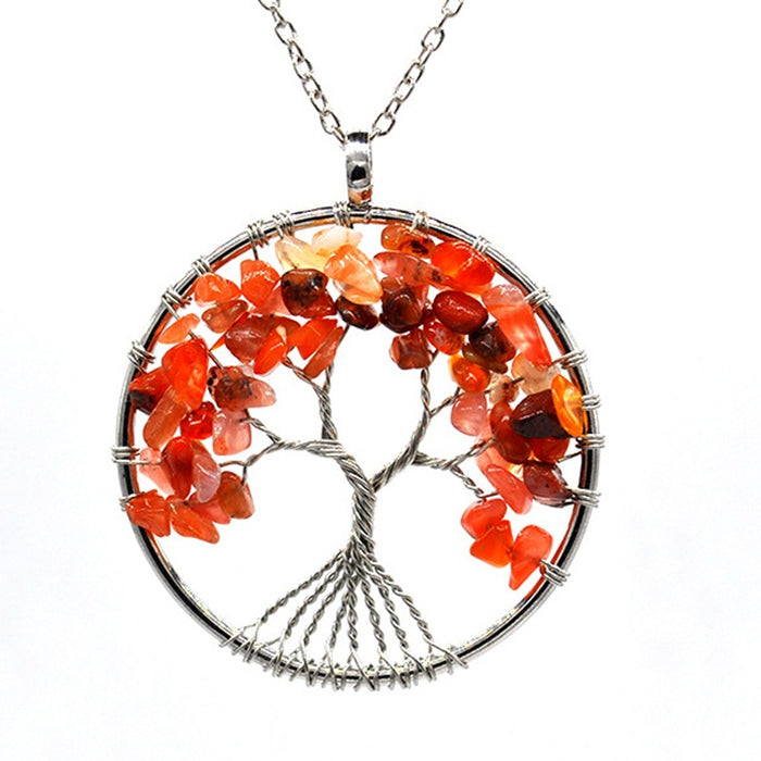 Wholesale 7 Colors Natural Crystal Gravel Tree of Life Necklace MOQ≥2 JDC-NE-Xinyue001