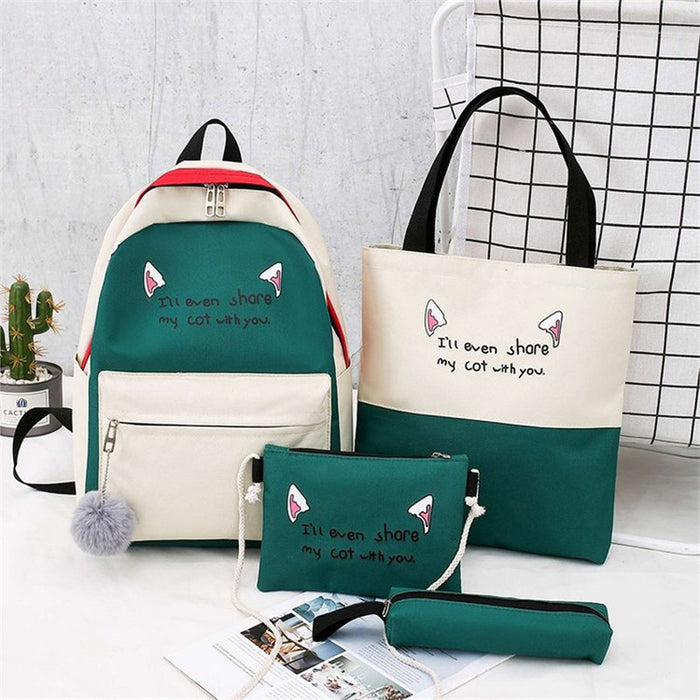 Wholesale Backpack Canvas Simple Handbag Pen Bag 4 Piece Set JDC-BP-Yujiao001