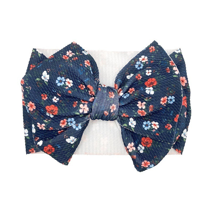 Wholesale Printed Big Bow Kids Hair Accessories Headband MOQ≥2 JDC-HD-KAXi001