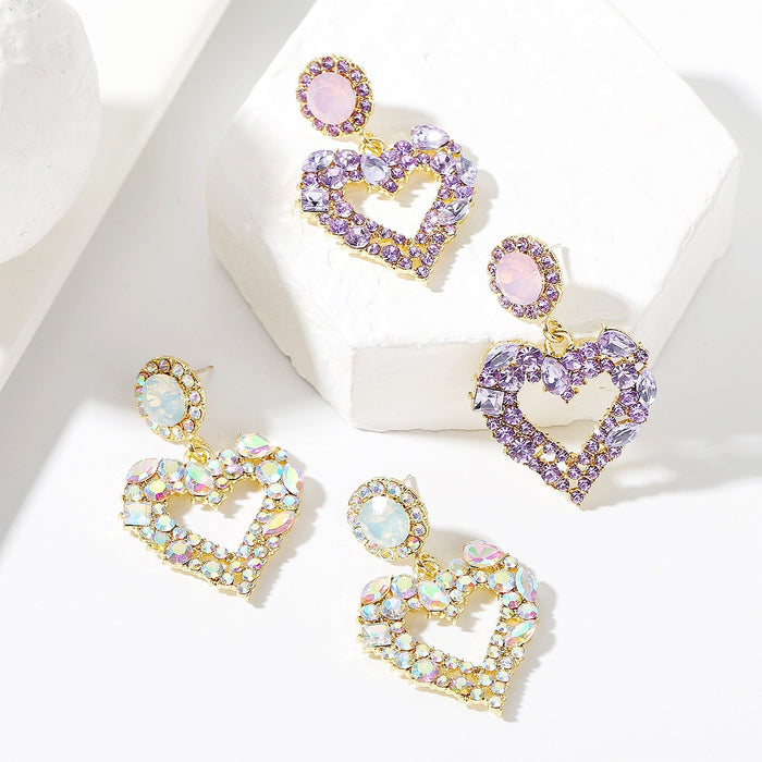 Wholesale Earrings Alloy Exaggerated Love Full of Diamonds JDC-ES-ManY027