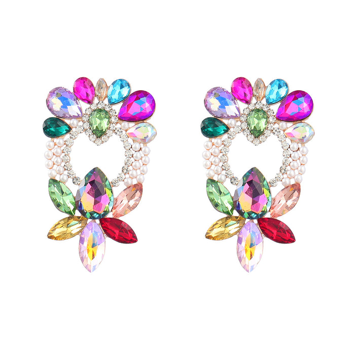 Wholesale Alloy Diamond Set Pearl Floral Earrings JDC-ES-JL992