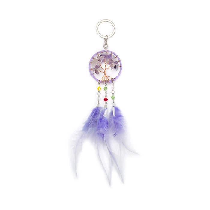 Jewelry WholesaleWholesale Crystal Stone Tree of Life Feather Dreamcatcher Keychain MOQ≥2 JDC-KC-MGu003 Keychains 梦罟 %variant_option1% %variant_option2% %variant_option3%  Factory Price JoyasDeChina Joyas De China