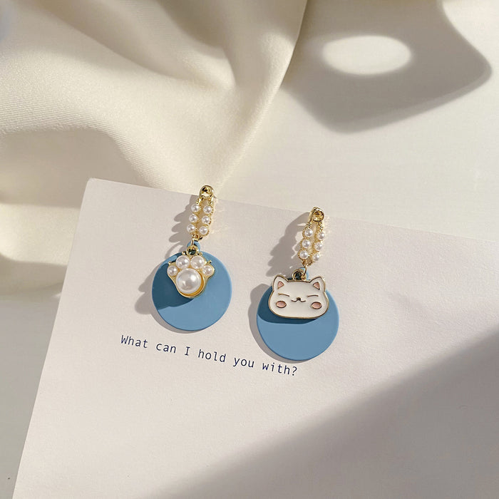 Wholesale Earrings Alloy Cute Cat Pearls JDC-ES-Baolai007