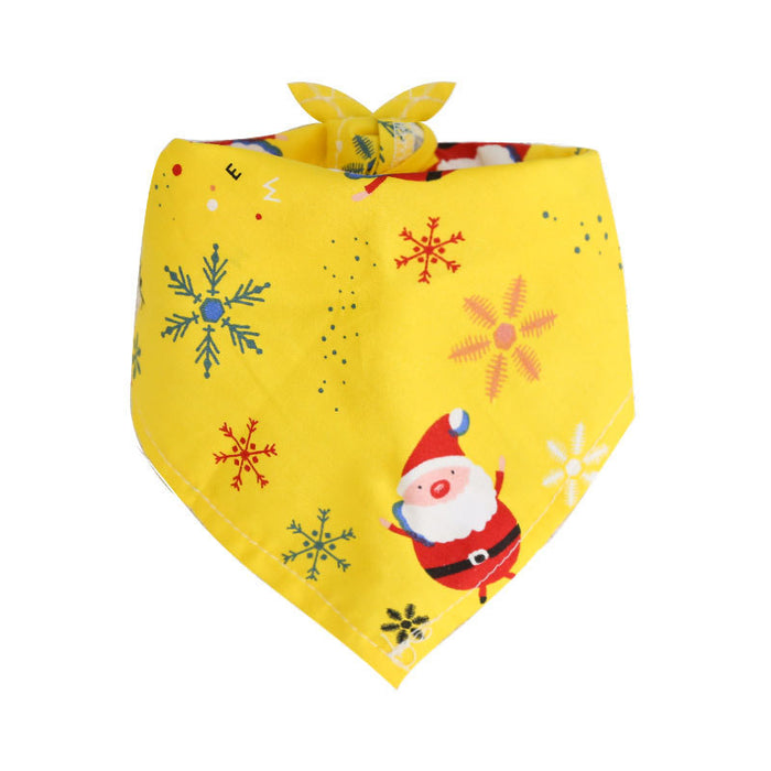 Wholesale Pet Christmas Cotton Print Dress Up Triangle Scarf JDC-PC-Qimiao001