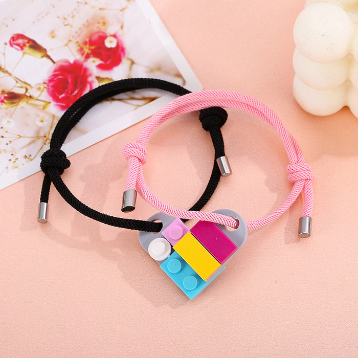 Wholesale Milanese Rope Building Blocks Assembled Love Couple Bracelet JDC-BT-ZiR013