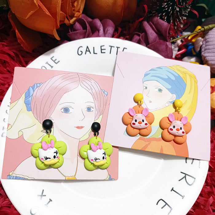 Wholesale Earrings Resin Cute Cartoon Simulation Funny Petal Earrings (M) JDC-ES-Xingj025