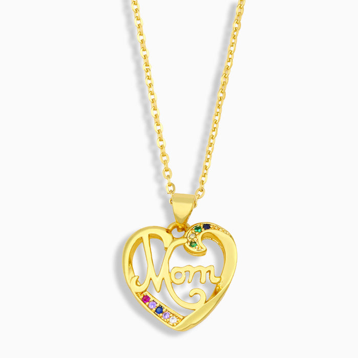 Jewelry WholesaleWholesale peach heart mother's day necklace JDC-NE-AOS011 Necklaces 翱昇 %variant_option1% %variant_option2% %variant_option3%  Factory Price JoyasDeChina Joyas De China